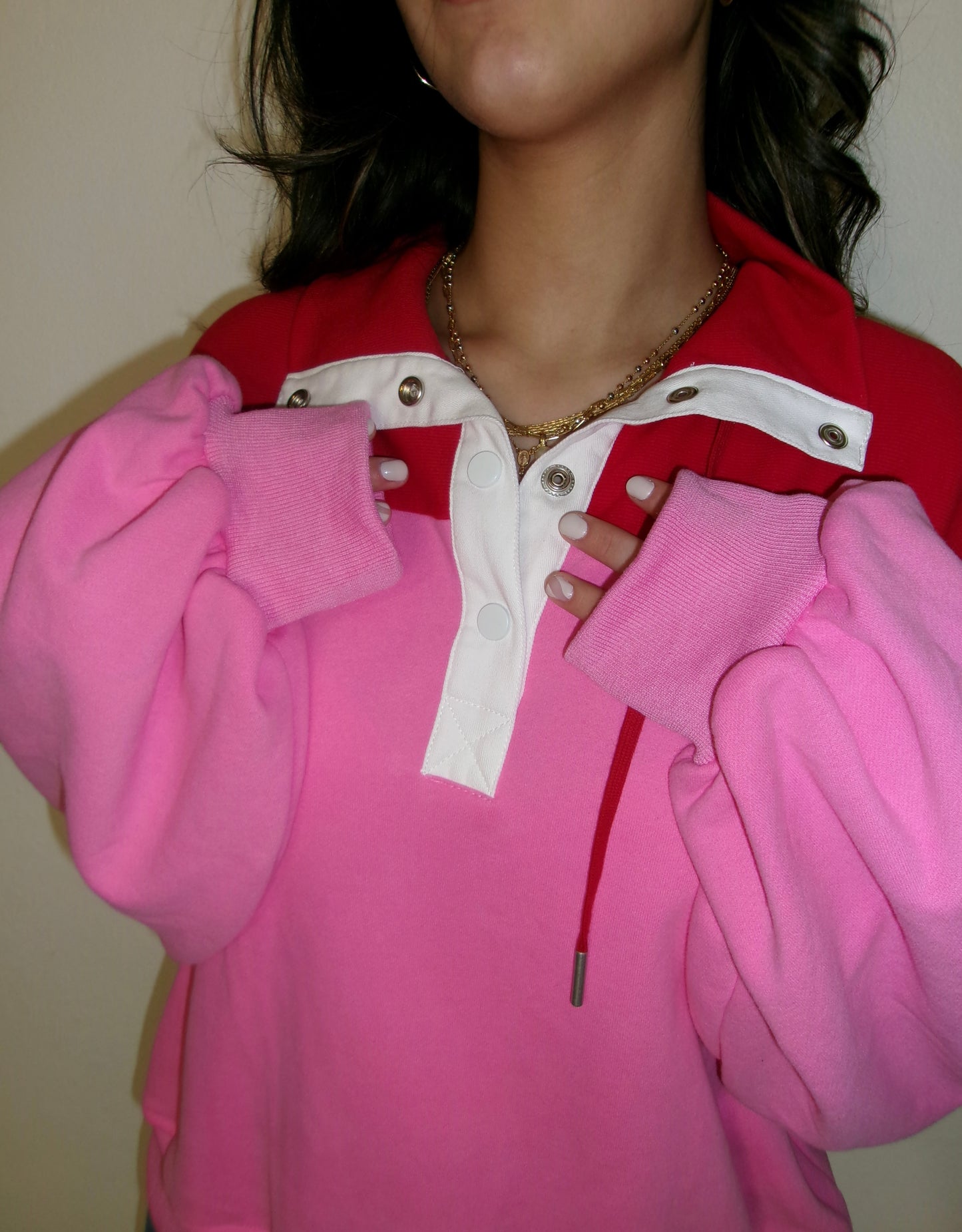 Blush Oversized Half Snap Pullover