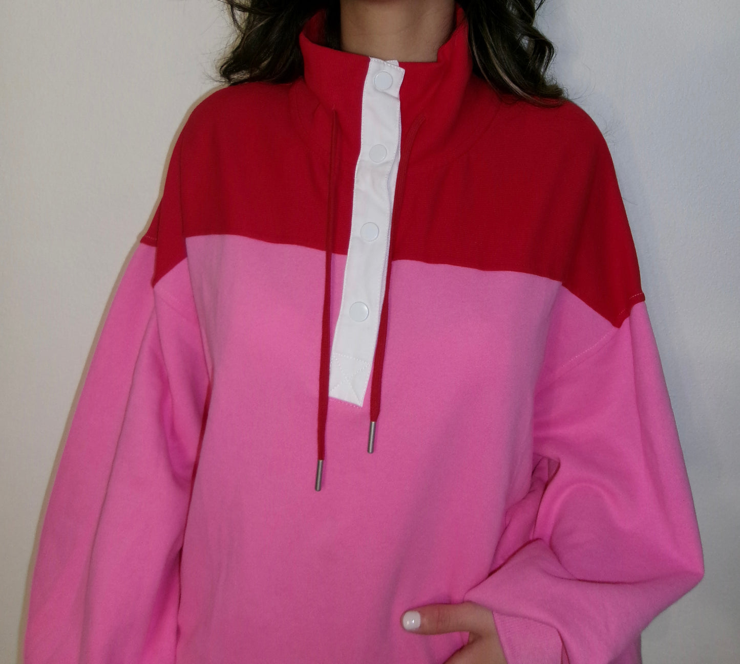 Blush Oversized Half Snap Pullover
