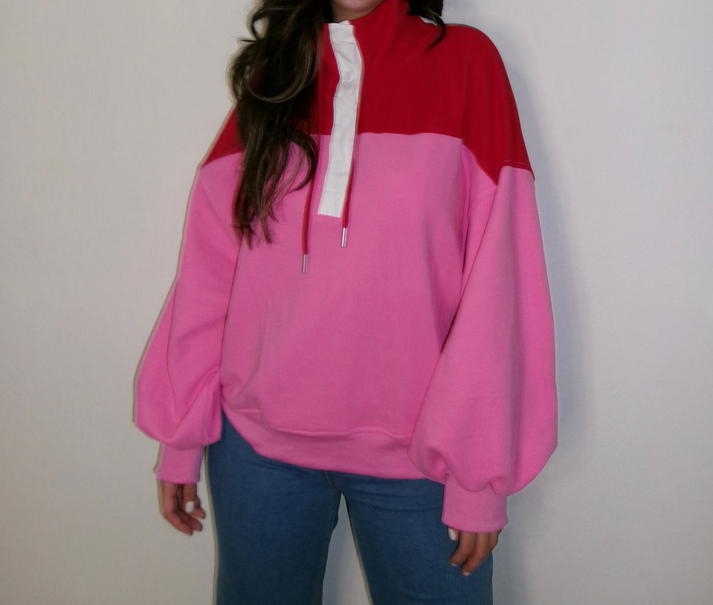 Blush Oversized Half Snap Pullover