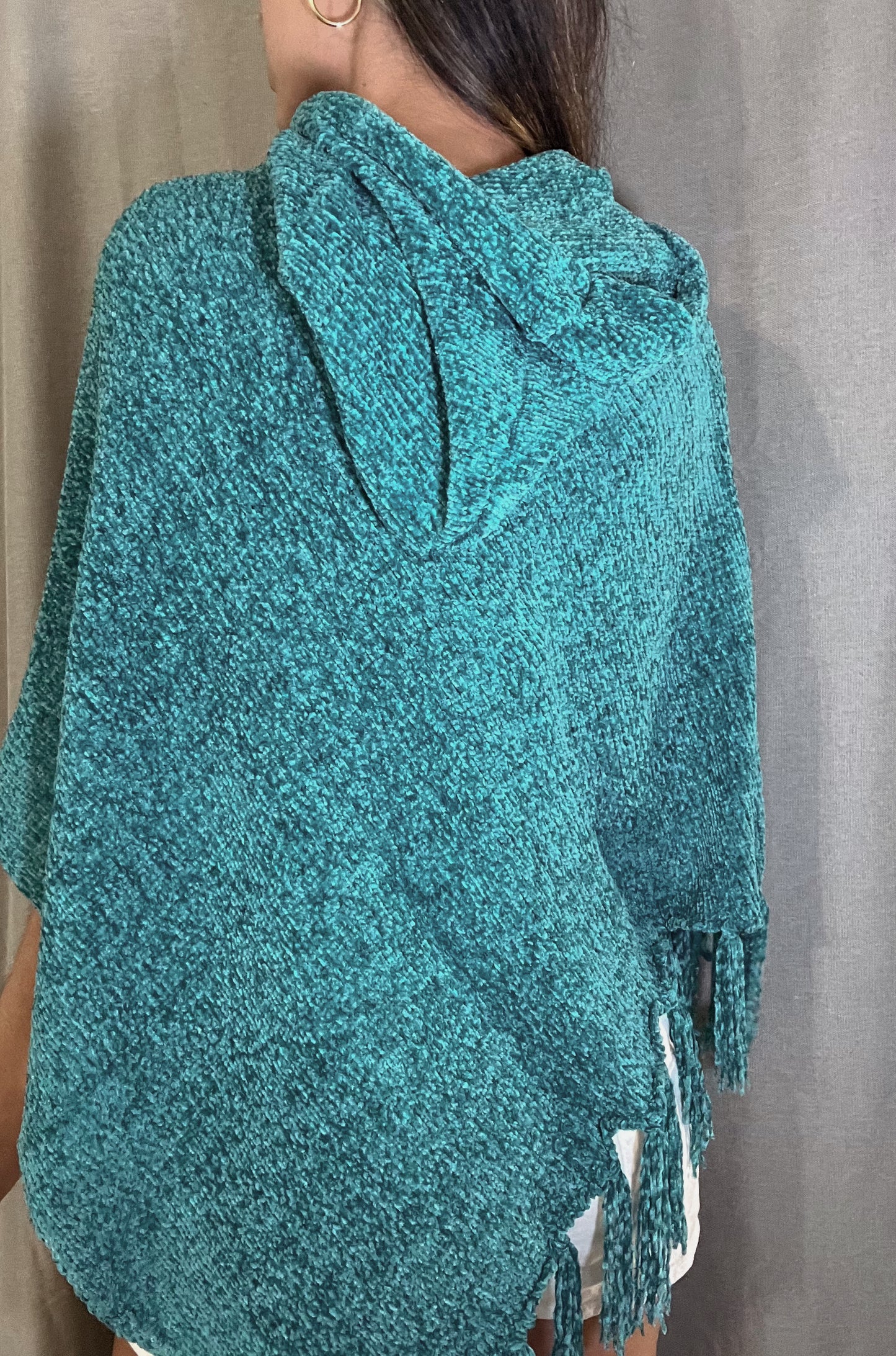 Teal Fringed Poncho