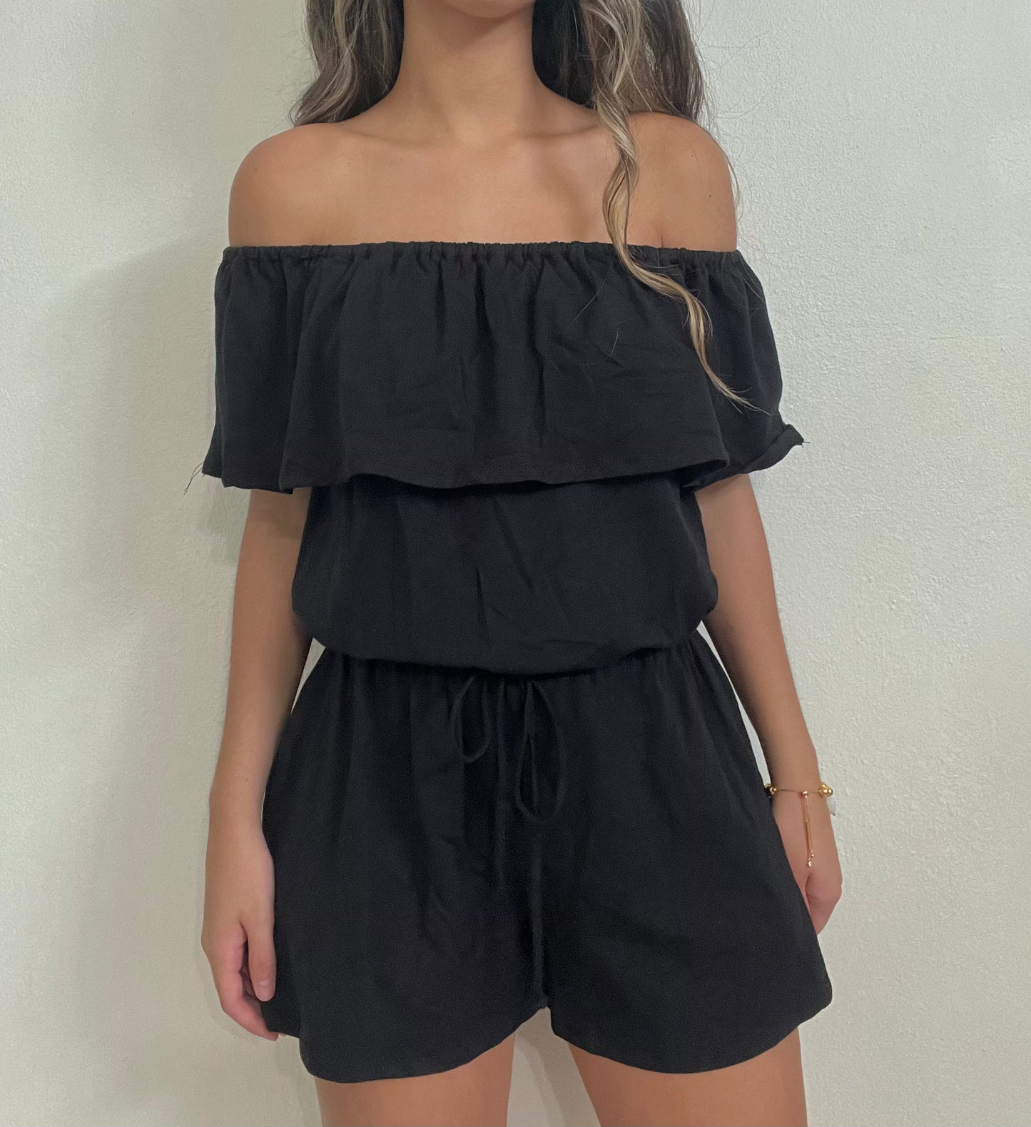 Black Off Shoulder Romper