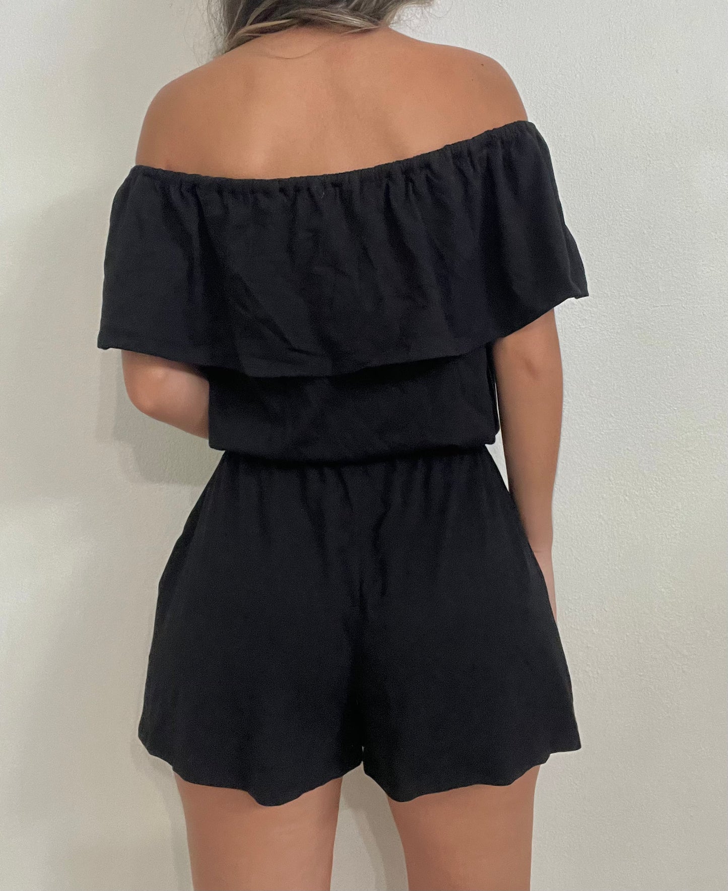 Black Off Shoulder Romper