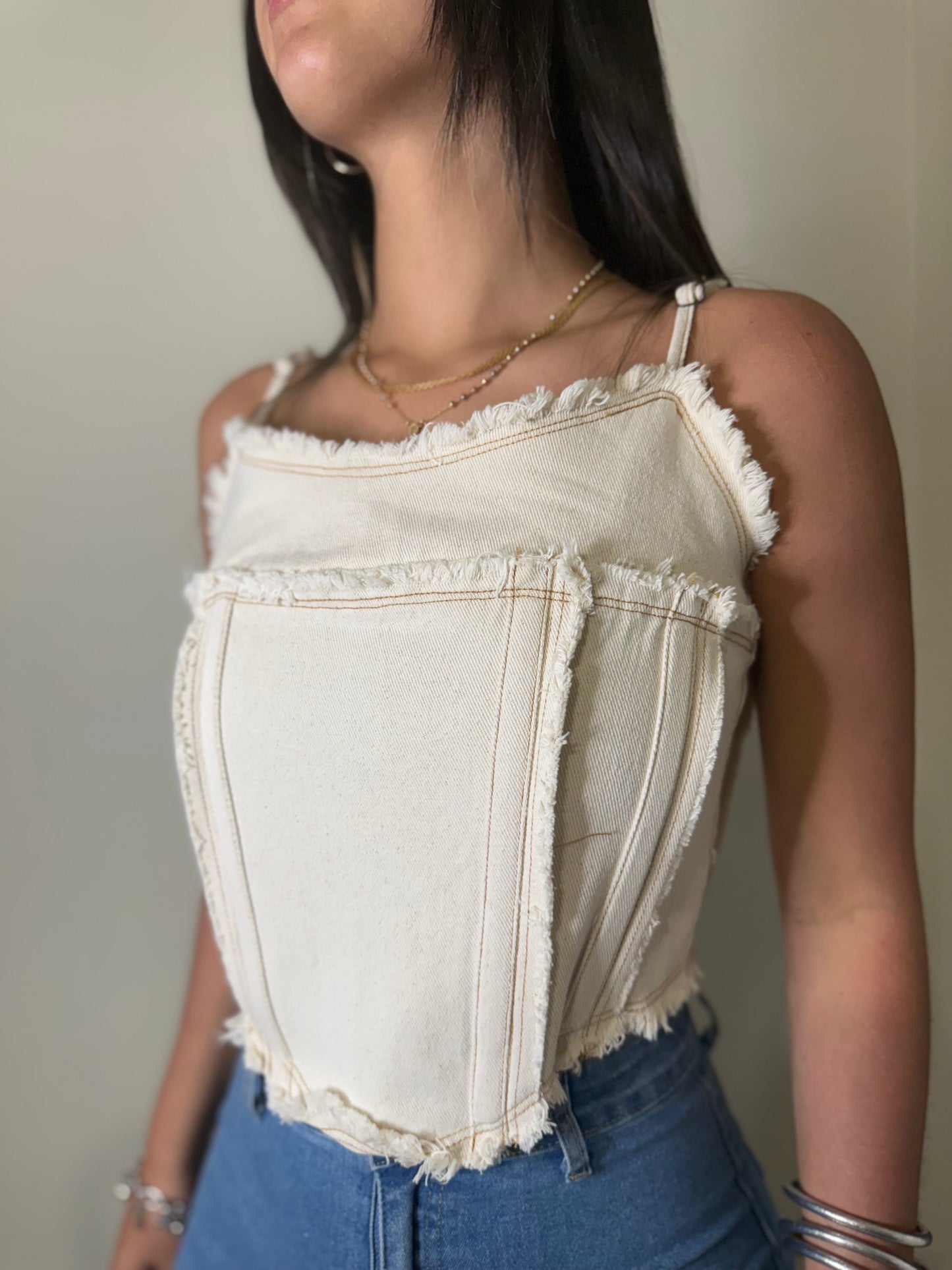 Oatmeal Denim Corset