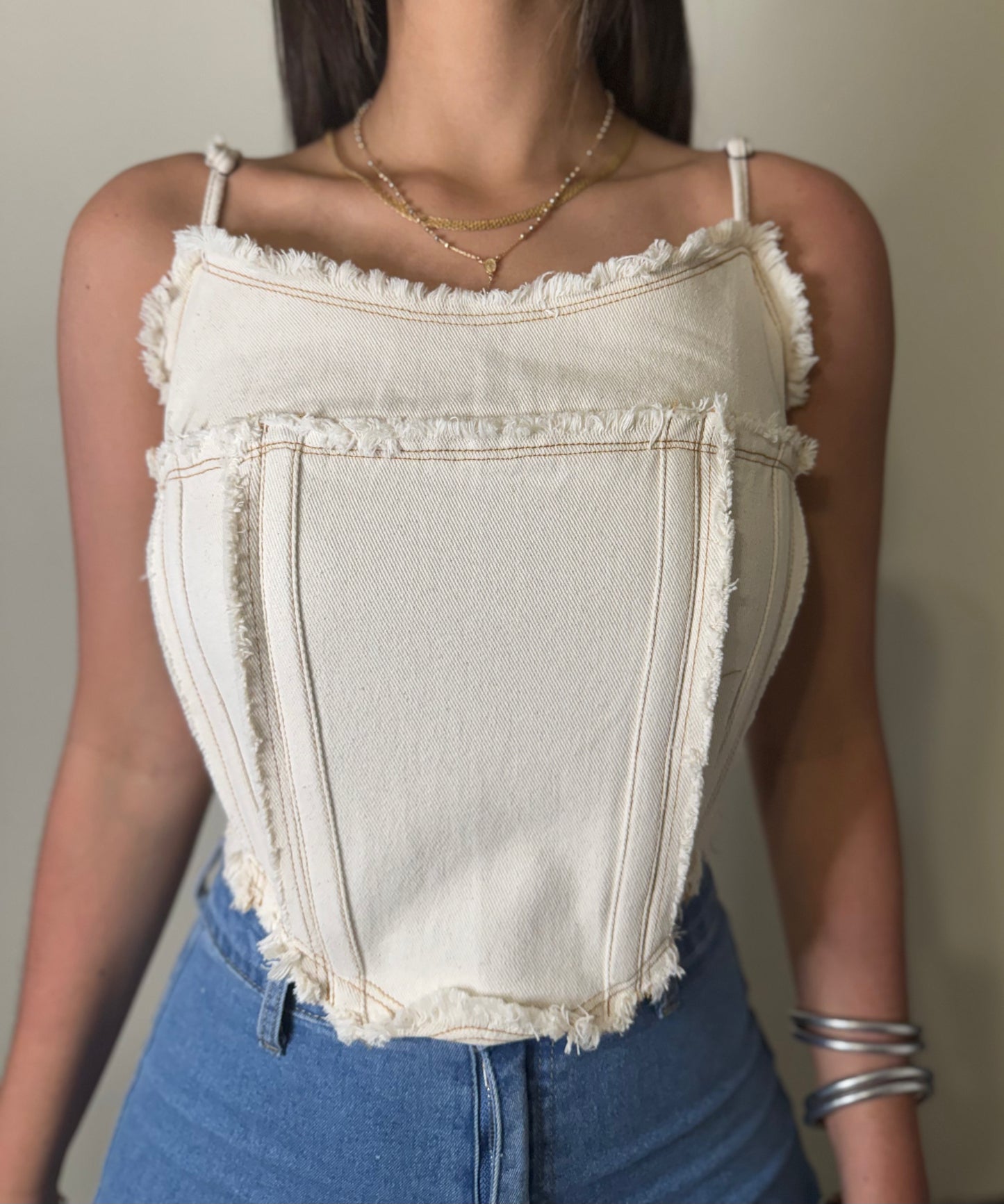 Oatmeal Denim Corset