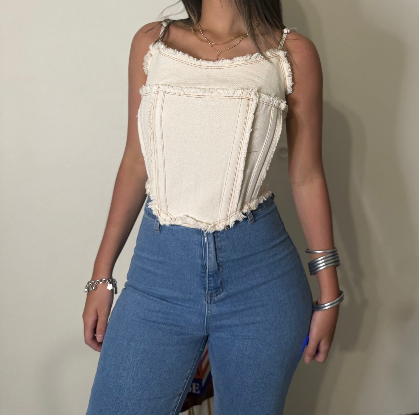 Oatmeal Denim Corset