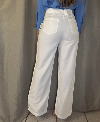 Ivory Belted Chic Pants
